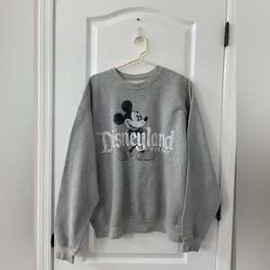 Hanes Gray Crewneck Sweater with Mickey Mouse
